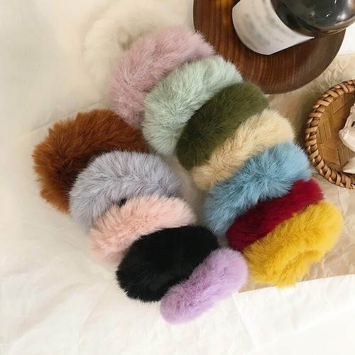 Soft Faux Rabbit Fur Scrunchie Plush Hair Rope Rubber Bands Hair Ties Ponytail.◇ - Picture 5 of 30
