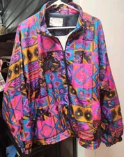 Vintage Wilson Jacket 80s Graphic Bold Southwestern Print Windbreaker Zip R*