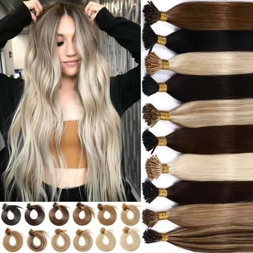 200 Strands I-Tip Stick Tip 100% Human Hair Extensions Pre Bonded Keratin Fusion