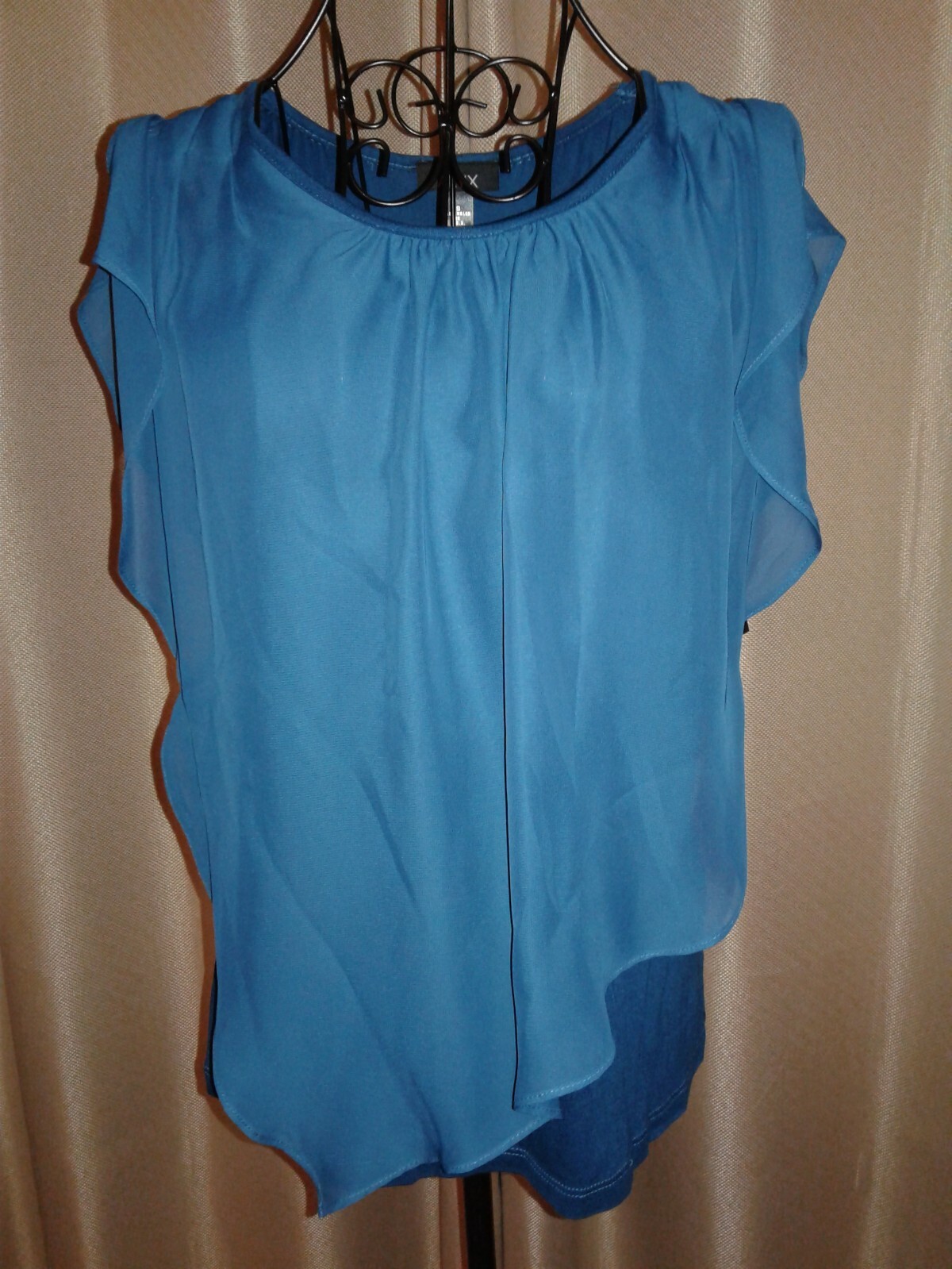 NUOVO • Camicia poncho trasparente chiffon stratificata + canotta • blu acqua • ALYX • PICCOLO