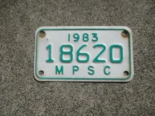 Michigan 1983 PSC small permit license plate #  18620