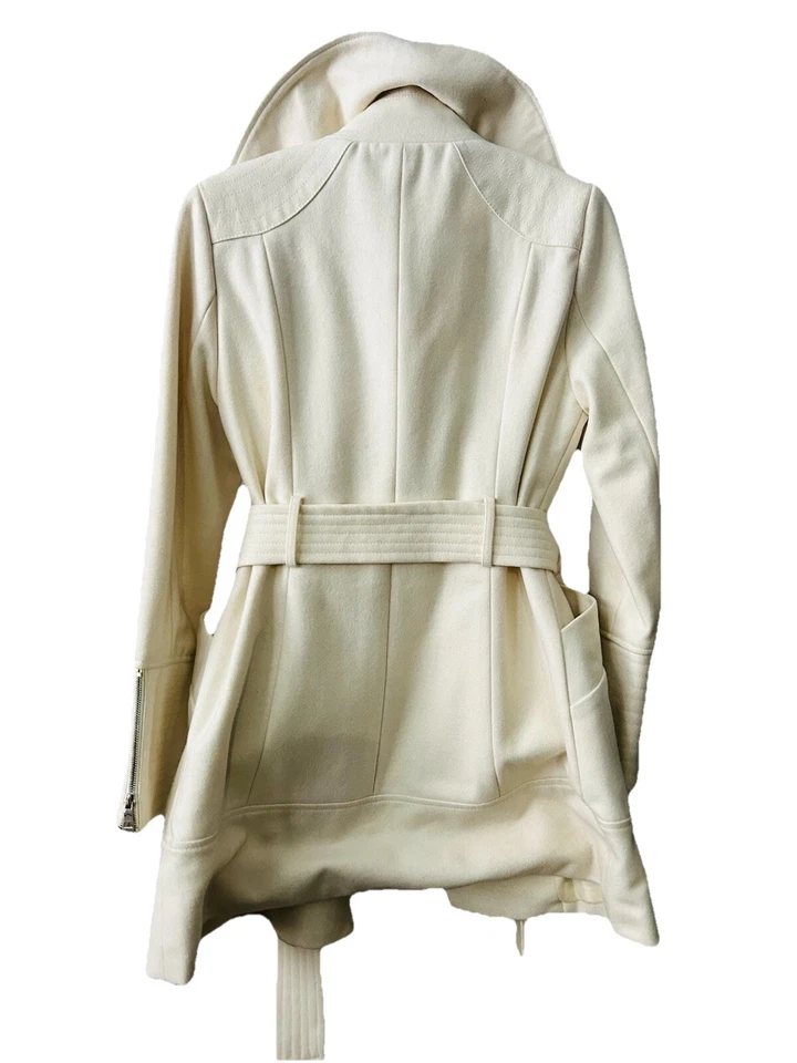 Nine West Wool Woman’s Ivory Coat Size 4 Cream Professional Dress Zip - Image 4 of 4