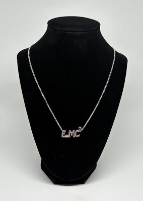 E=MC2 Theory Of Relativity Physics Einstein Silver Tone Necklace
