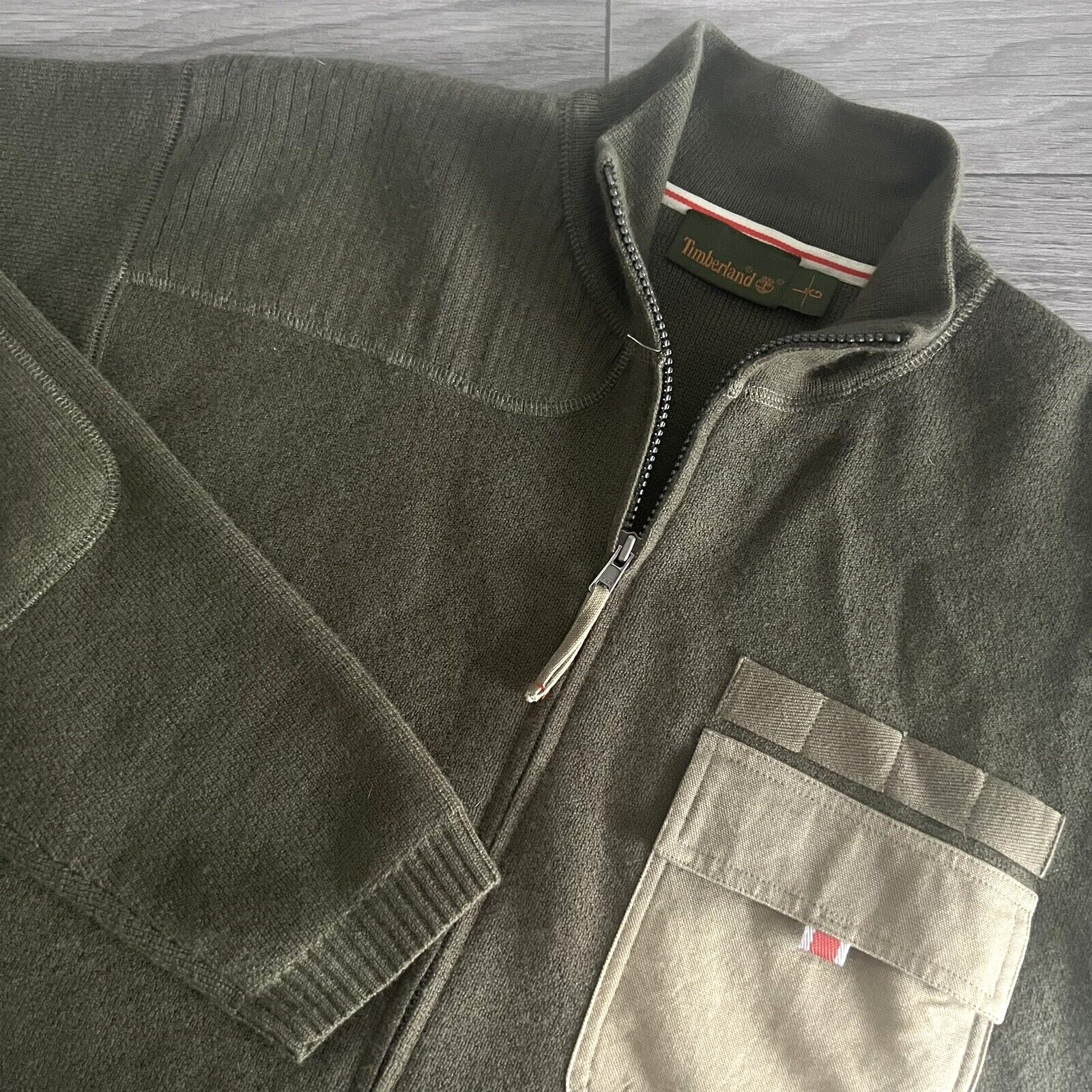 Timberland Wool Full Zip Tech Jacket Sweater Gree… - image 2