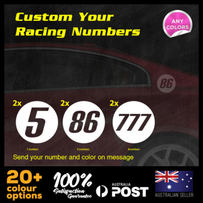 2x Custom 140mm Circle Racing Number Car Motorcycle Bike Decals ...