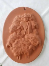 Hirte mit Schafen - Der gute Hirte - Kommunion - Wandbild-Terrakotta-16,5 x 12,5