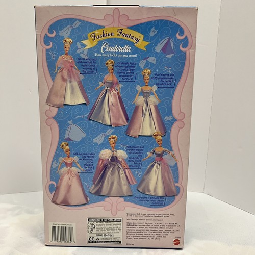 Disney Cinderella Fashion Fantasy Doll With 9 Accessories Classics 1999 Mattel - Picture 3 of 4