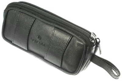 Soft Black Goat Leather Double Spectacle Glasses Case with Belt Loops Sunglasses