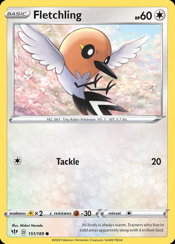 Pokemon Fletchling (151/202) Darkness Ablaze NM