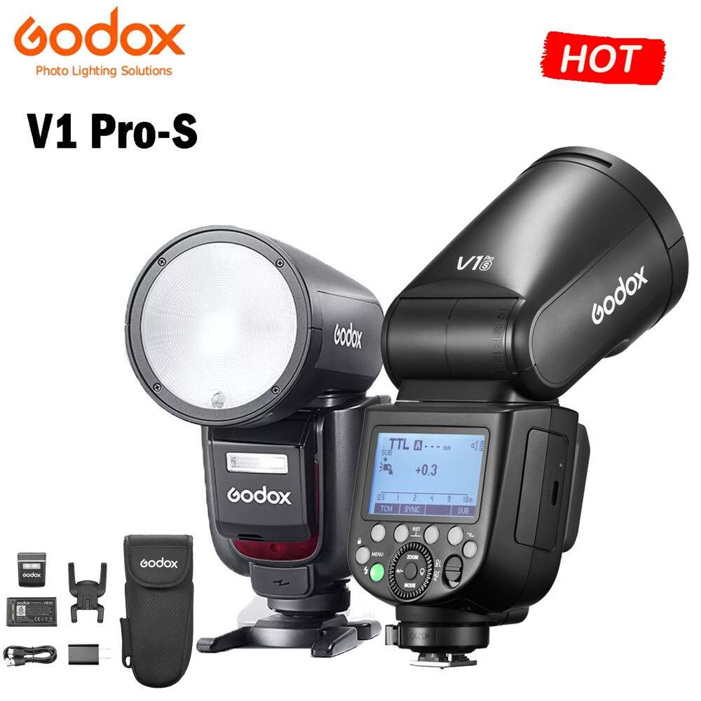Flash Godox V1Pro Per Sony - 76Ws, Wireless, Testa Rotonda, Con Batteria E Modificatori Magnetici