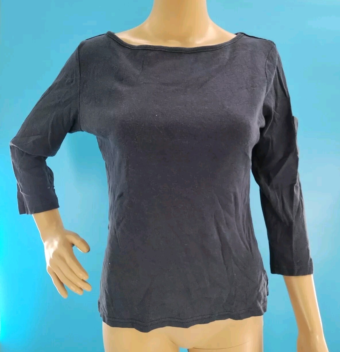 Vintage Gap Women's Black 3/4 Sleeve Scoop Neck Shirt Size M