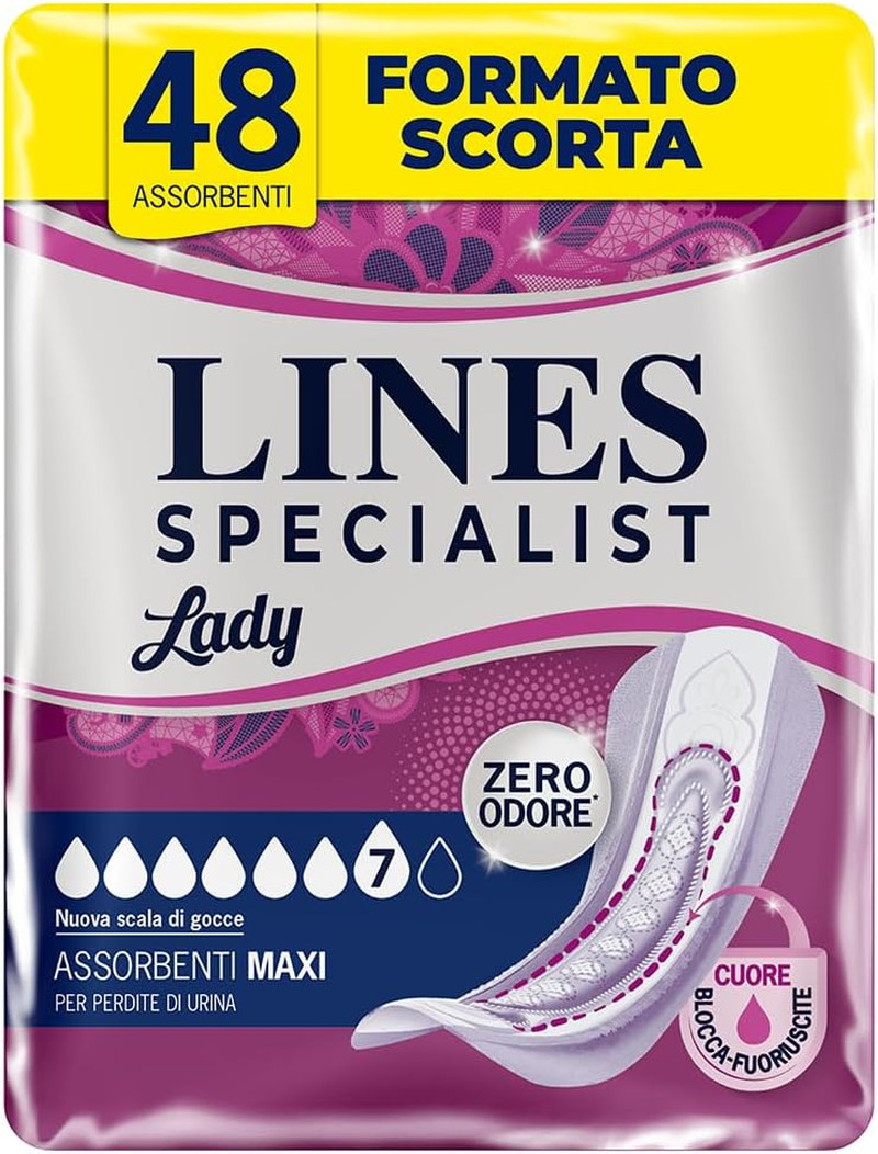 Lines Specialist Lady Maxi, Assorbenti per Incontinenza Donna, Con Tecnologia Ze