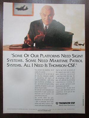 10/1992 PUB THOMSON CSF RADAR GEGENMASSNAHMEN SIGNIERT MARITIME PATROL ORIGINAL ANZEIGE