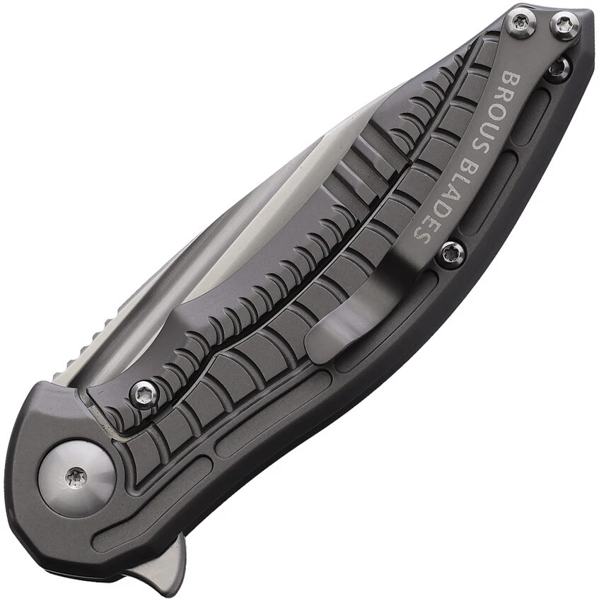 Brous Blades Bionic 3.0 Framelock Navaja plegable D2 de titanio gris 273 Foto 2 de 2