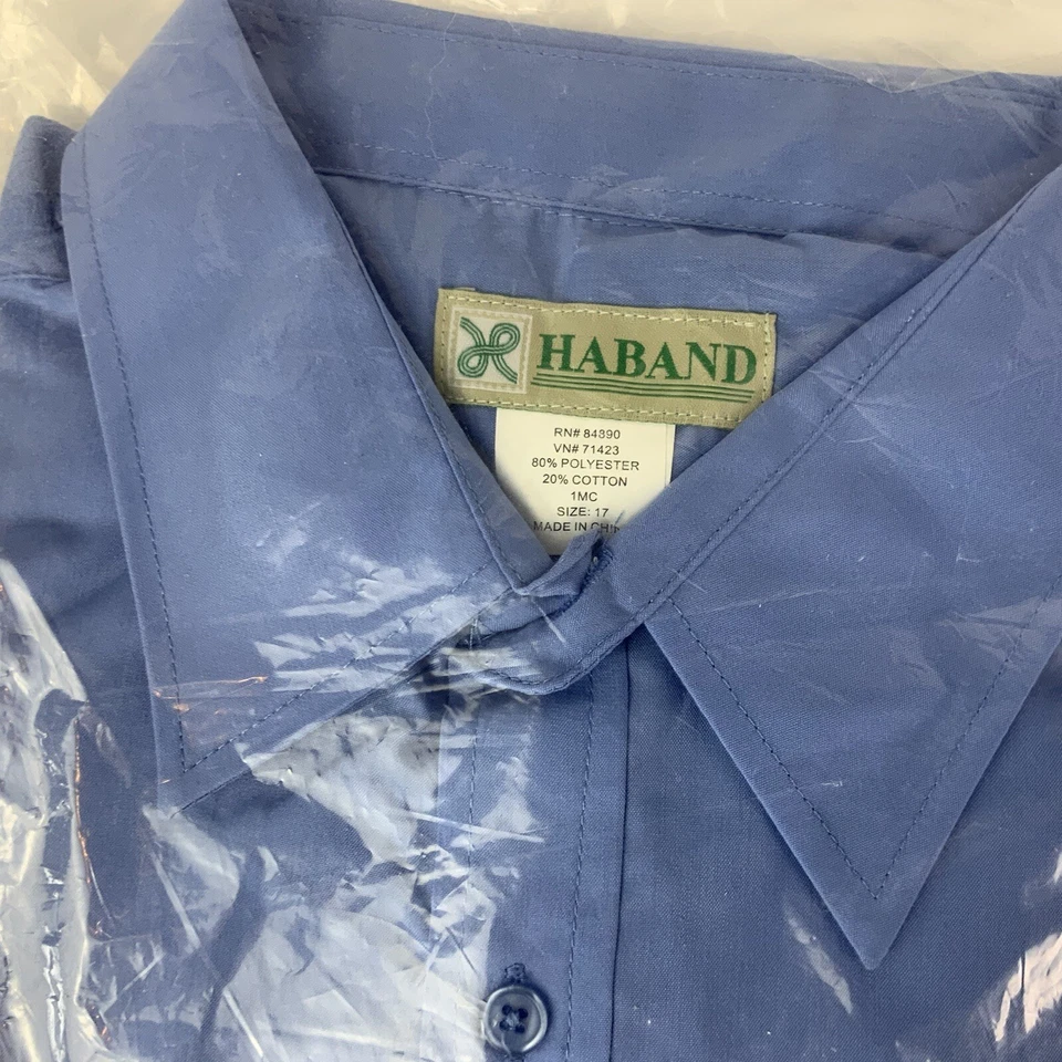 Haband рубашки на пуговицах размер 17 коричневый и синий лот из 2 винтажных - Изображение 3 из 4