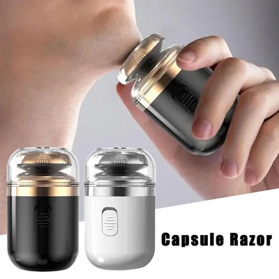  2in1 Portable Mini Capsule Shaver Washable Electric Beard Razor Electric Shaver