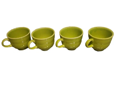 Set 4 FIESTA Tea Cup LEMONGRASS (Lime Green) Homer Laughlin Fiestaware HLC
