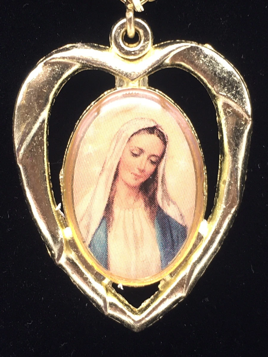 Virgin mary heart necklace sale