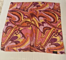 Vintage Cejon Sheer Sheer Silk Scarf Vibrant  20" Square Multi Color 70s Swirls
