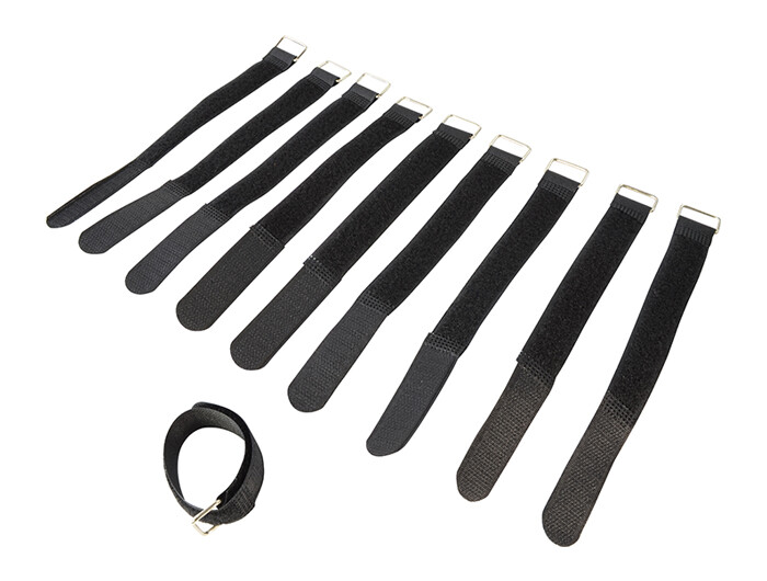 Fabric Cable Ties, Reusable With Hook & Loop Fastening 16 x 200mm Pack of 10
