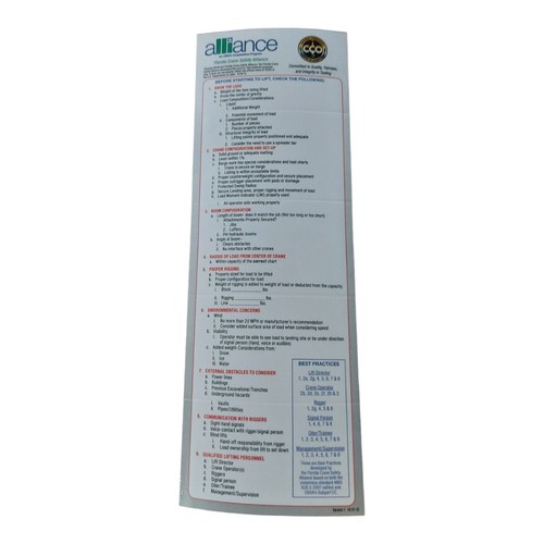 NCCCO Gru Log & Standards $Rara e Adesivo Gru Costruzione Campo P129 - Foto 7 di 9