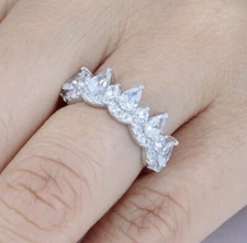 5-Stone Pear 925 Sterling Silver CZ Engagement Ring Guard Band Size 3-14 S5391