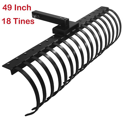 49 Inch Pine Straw Rake w/ 18 Tines fits 2'' Receiver for Lawn Tractors & ATV/UTV