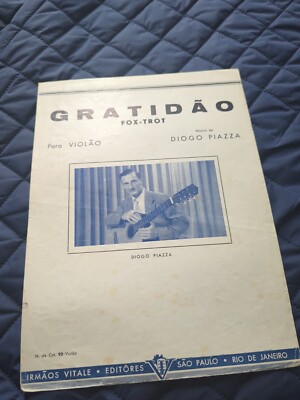 Diogo Piazza Gratidao (Fox-Trot) For Classical Guitar Rare Vintage Sheet Music