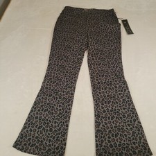 DG2 Diane Gilman Pull-On Stretch Ponte BootCut Pant Gray Leopard PS 78621