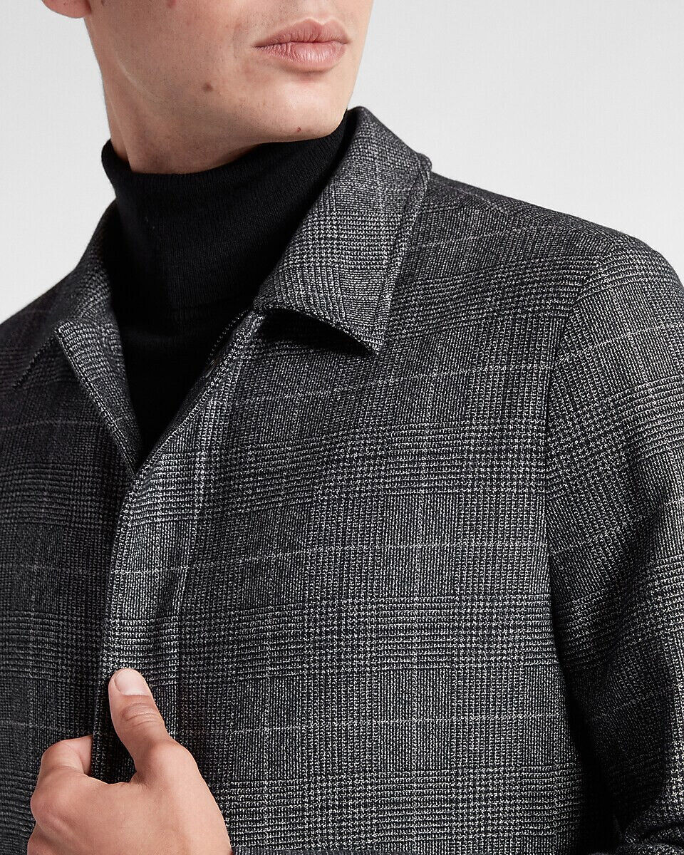 NEW EXPRESS $228 CHARCOAL PLAID WOOL BLEND JACKET SZ XL NEW EXPRESS $228 CHARCOAL PLAID WOOL BLEND JACKET SZ XL