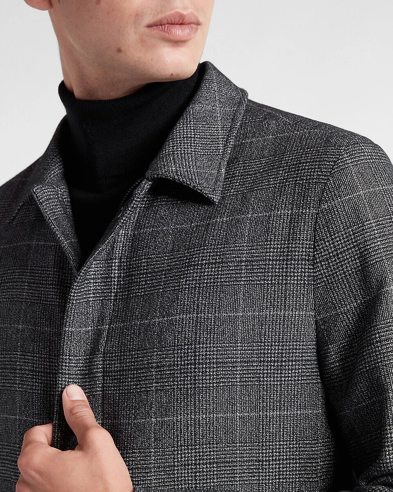 NEW EXPRESS $228 CHARCOAL PLAID WOOL BLEND JACKET SZ XL EXTRA LARGE - Image 3 of 4