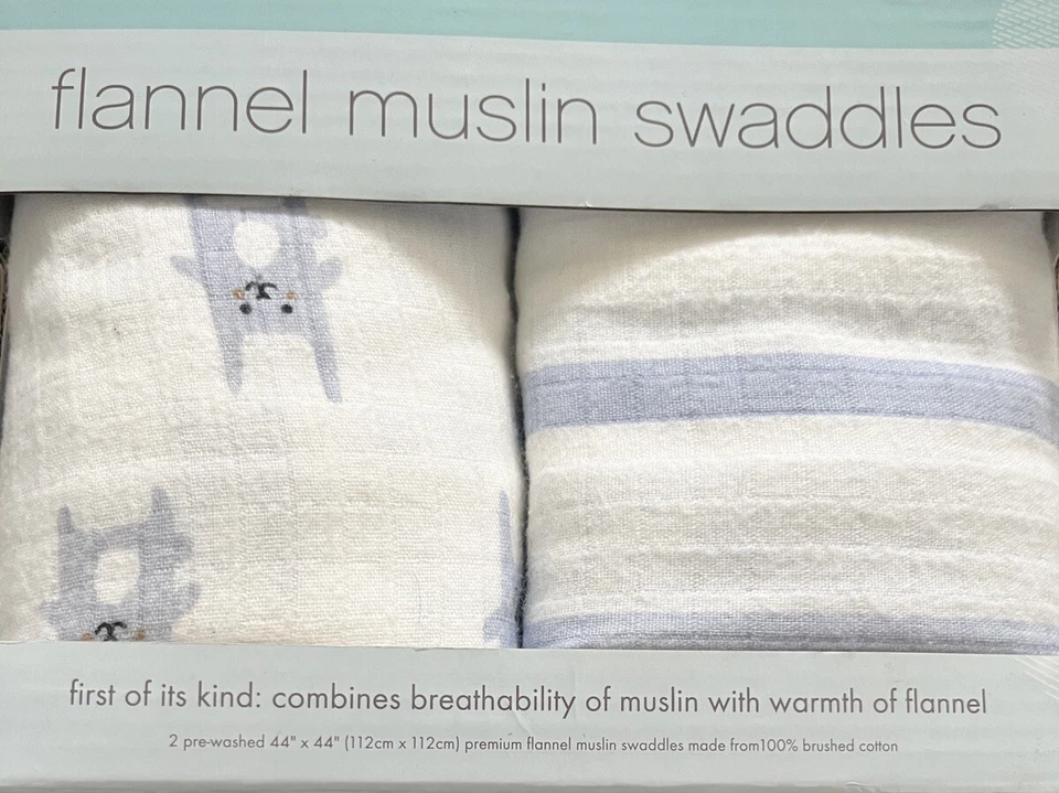 NUEVO CON ETIQUETAS Aden Anais Azul Conejo Conejo Acogedor Franela Muselina Envoltura Mantas Bebé Niños Foto 2 de 4