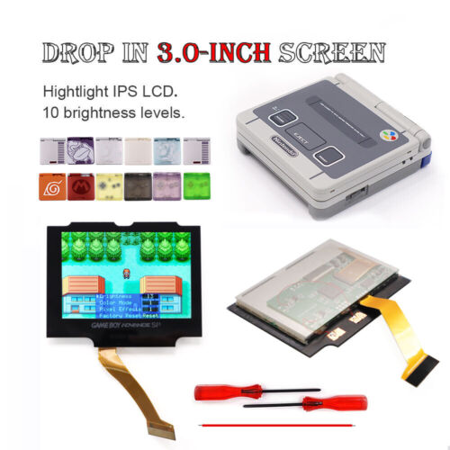 Łatwy w instalacji Drop In GBA SP 3.0" Oryginalny rozmiar IPS LCD do Gameboy ADVANCE SP - Zdjęcie 1 z 29