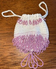 Victorian Style Crocheted And Beaded Coin Keepsake Satchel Bag