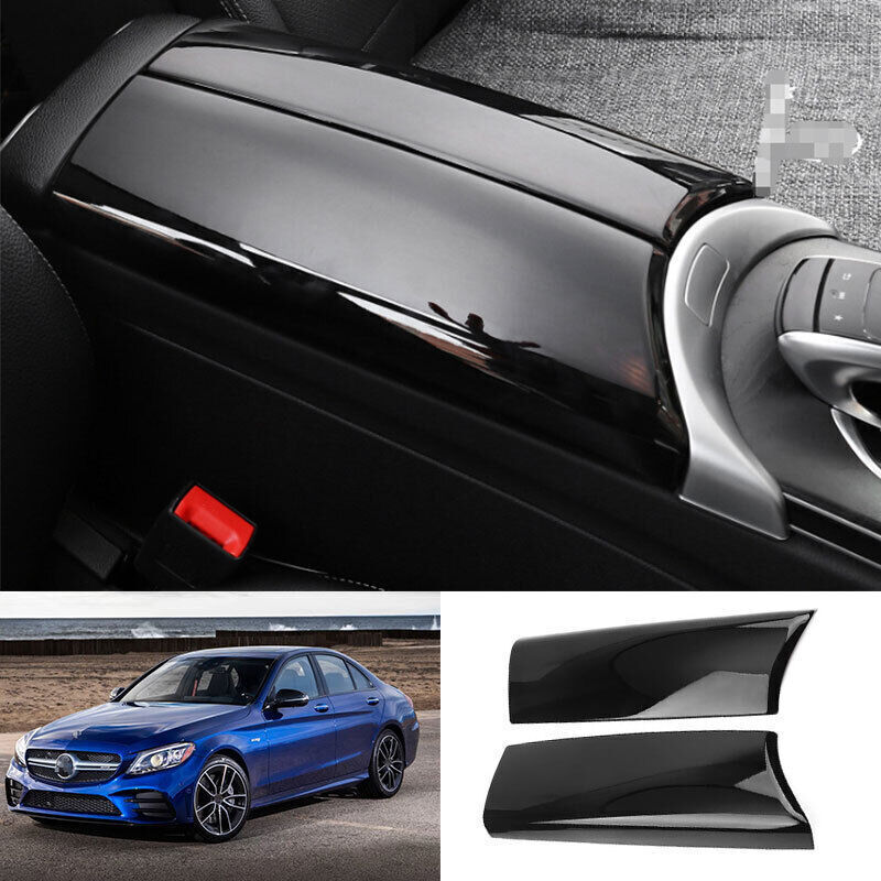 For Benz C-Class C300 C43 2015-2021 Gloss Black Center Console Armrest Box Cover