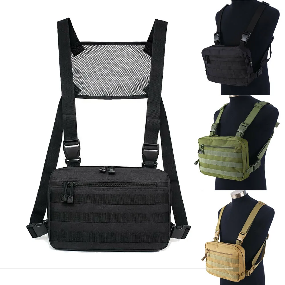 Adjustable Mens Chest Bag Tactical Molle Harness Chest Rig Fanny Pack  Outdoor