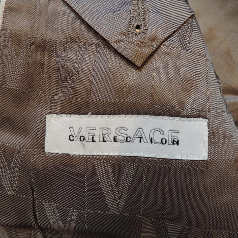 Versace Collection Blazer Mens 44R US Gray Pinstripe Silk Wool Single Breast EUC - Image 3 of 4
