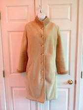 Okea New York Camel Tan Suede Long Coat W/ Shearling Collar, Small - Worn Once!