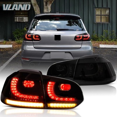 VLAND LED Tail Lights For 2008-2014 VW Golf MK6 GTI R Smoked w/Sequential Turn