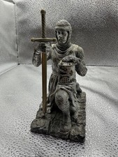 Kneeling Medieval Suit Of Armor Crusader Knight With Sword And Helmet Templar