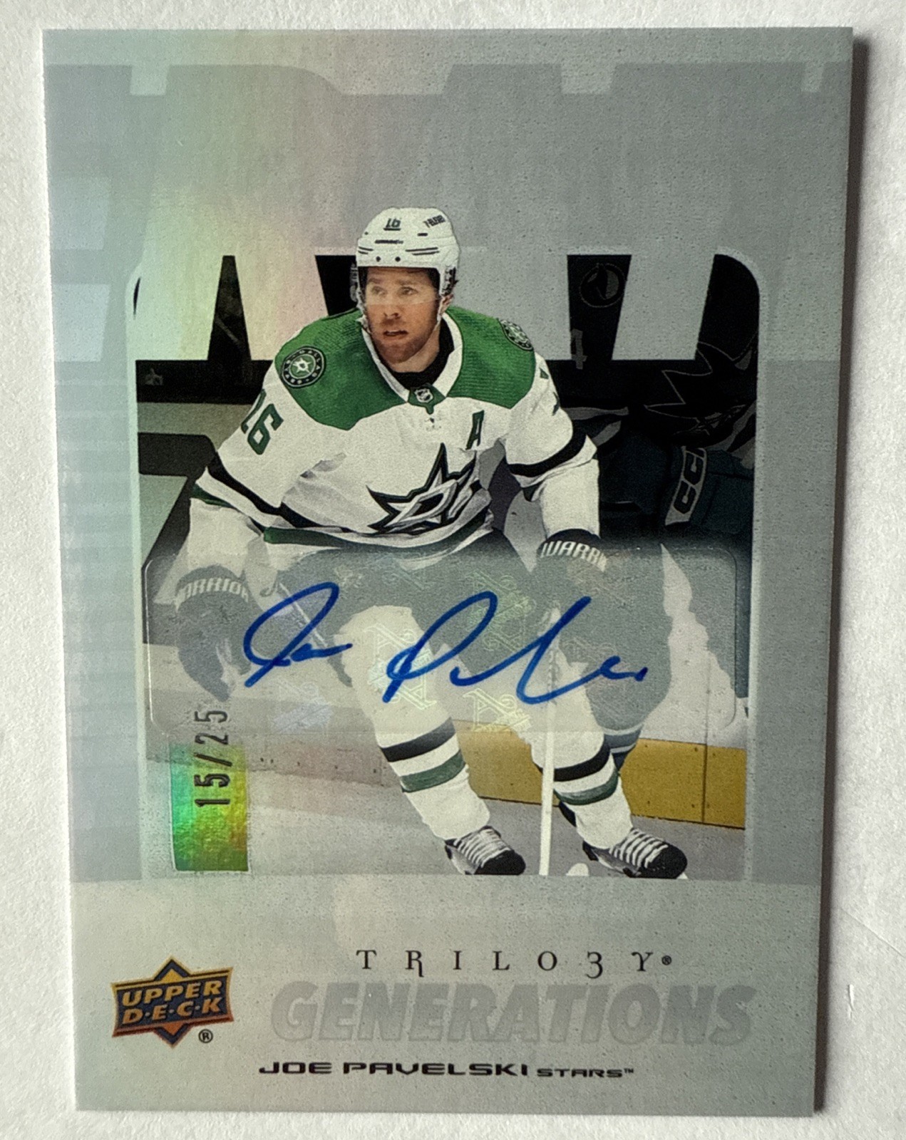 JOE PAVELSKI 2023-24 Trilogy AUTO /25 SP Generations #15/25 UD #TG-14B Dallas !