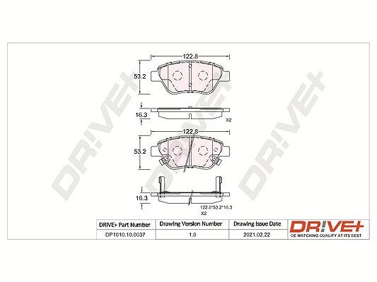 Dr!ve+ Bremsbelagsatz, Scheibenbremse Vorderachse U.A. FüR Fiat, Opel, Vauxhall-image