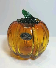 Blenko Limited Release 9355s Pumpkin - Tangerine with Clover Stem