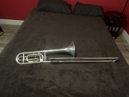 Bach Omega Bb/F Tenor Slide Trombone Silver Plated, F Attachment, Case