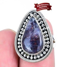 Natural Iolite Sunstone 925 Silver Mother Ethnic Cluster New Ring Jewelry Size 6