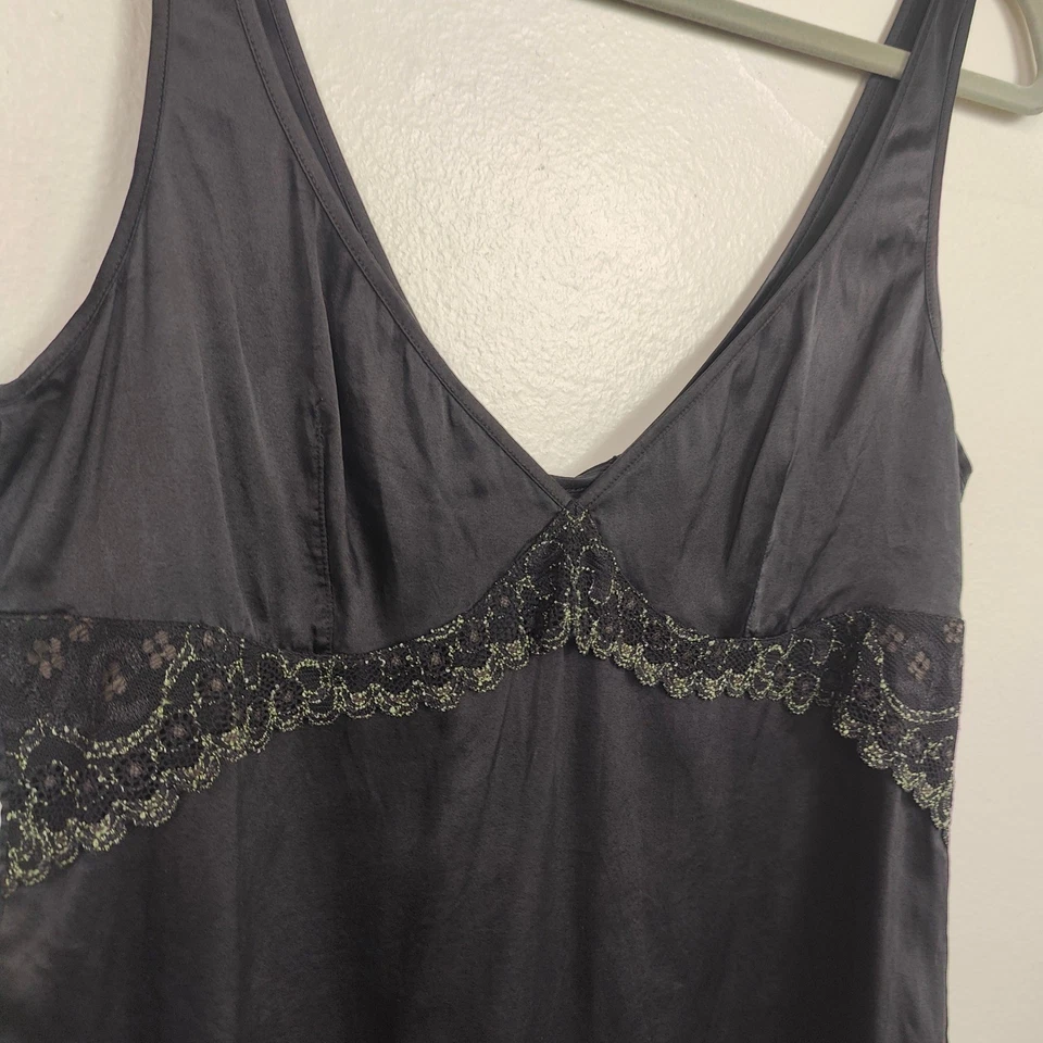 Vintage Y2K Elle Macpherson Intimates Silk Tank Top Womens Medum Black Lace - Image 3 of 4