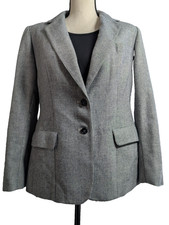 Vintage Evan Picone Houndstooth Womens Gray Black Tailored Blazer sz tag missing