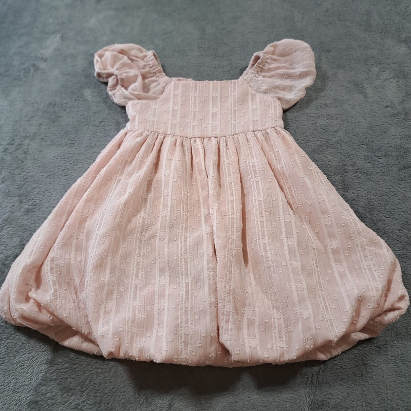 B by Bonnie Jean Pink Knit Dress Girls Short Ruffle Sleeves Size 4