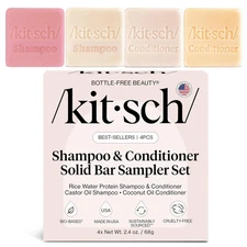 Shampoo and Conditioner Set - 4Pc Sampler Bars with Rice Water Shampoo and Condi