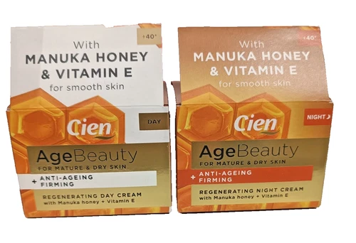 Cien Age Beauty Day & Night Cream Anti Ageing. Manuka Honey Vitamin E. 2x50 ml